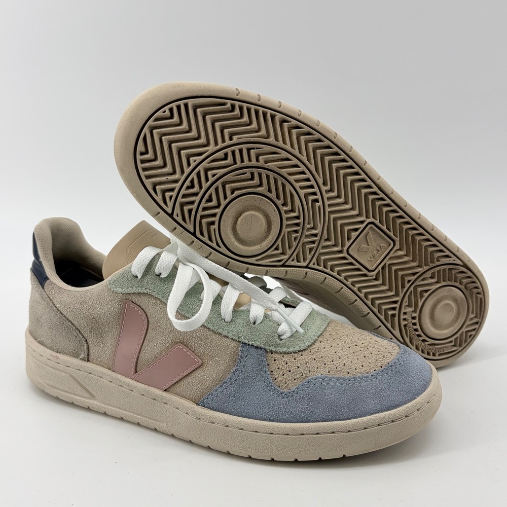Veja V-10 Sneaker Womens 9 Multi Color Suede Low Top Perforated Casual Shoe